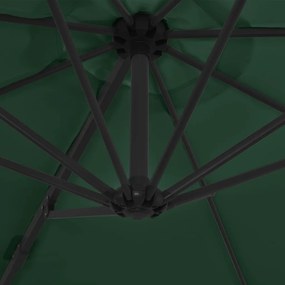 Umbrela suspendata cu stalp din otel, verde, 300 cm Lysegronn, 300 x 255 cm