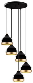 Candelabru suspendat cu cablu YILDO 5xE27/40W/230V negru/auriu
