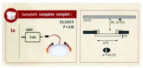 Paulmann 92387 - LED/4,5W IP44 Lampă încastată baie VARIFIT 230V