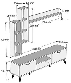 Set mobilier TV alb 180x48 cm Veronica - Kalune Design