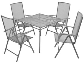 42718 vidaXL Set mobilier exterior cu scaune pliante, 5 piese antracit, oțel