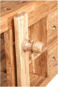 Banc de tamplar, L184 74 H92 cm, 4 sertare, natur antic, lemn masiv