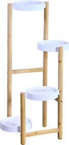 Stand pentru flori din bambus cu suporturi din plastic