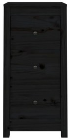 Servanta, negru, 40x35x80 cm, lemn masiv de pin 1, Negru, Dulap cu 3 sertare