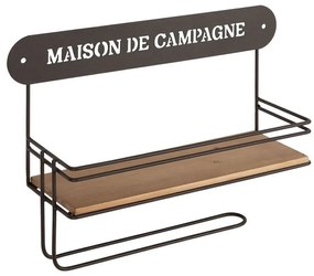 Raft de perete din metal si pin, cu model, Campagne