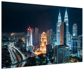 Tablou - Noaptea în Kuala Lumpur (90x60 cm)