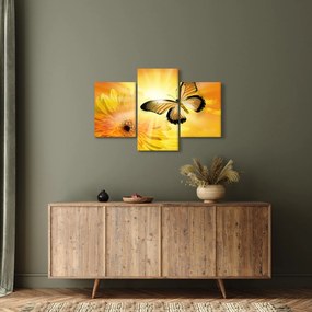 Tablou - Fluture galben cu flori (90x60 cm)