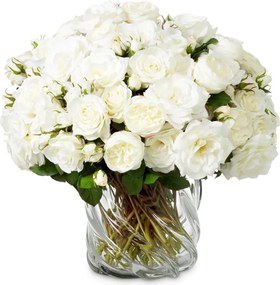 Buchet artificial LUX din 72 de trandafiri albi, Roses