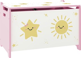 AIYAPLAY Cutie pentru Jucării cu Capac, Balama de Siguranță și Mânere Groove, Organizator pentru Depozitarea Jucăriilor pentru Copii, Camera de Zi, Sala de Joacă, Roz | Aosom Romania