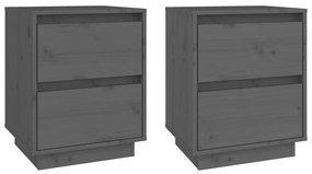 813320 vidaXL Noptiere, 2 buc., gri, 40x35x50 cm, lemn masiv de pin