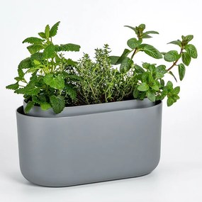 Jardinieră cu auto-irigare Plastia, gri,31 x 16 cm