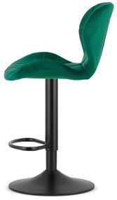 Scaun de bar cu picior negru WEST VELVET, verde