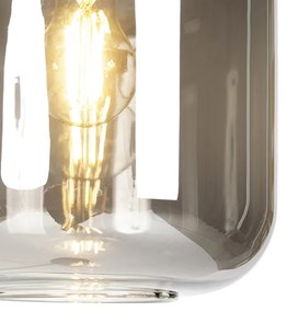 Lampa de podea de design neagra cu sticla aurie si fum - Zuzanna