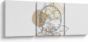 Tablou - Flori bej cu fluture N⁰1 (cu ceas) (90x30 cm)