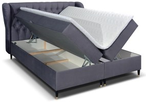 Pat matrimonial Boxspring 180 cm Ortun (violet) (cu saltea). 1033266