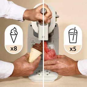 Aparat de inghetata 16in1 Tefal Freezi IG803AE0, 200 W, 1,4 l, 5 programe automate, Functionare silentioasa, Fara congelare prealabila, Alb/Argintiu