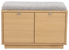 Pantofar gri/în culoare naturală cu bancă cu aspect de lemn de stejar Confetti – Rowico