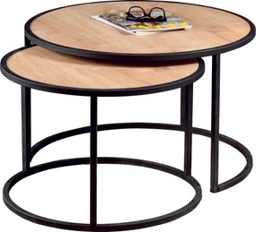Masuta de cafea set (2 bucăți) Tambur - Oak