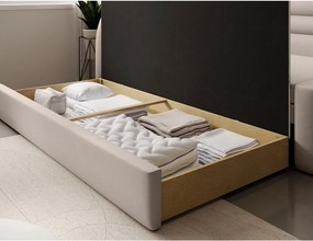 Canapea bej extensibilă/cu spațiu de depozitare cu tapițerie din catifea cu colț pe partea stângă 223 cm Fabillo – ELTAP