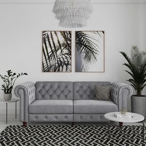 Canapea gri deschis cu tapițerie din catifea 236 cm Felix – Støraa