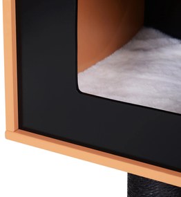 PawHut Pom de pisici design contemporan zgarieturi pe scara din sisal natural cu activitati in centru, platforme pentru joaca, bile suspendate 71,5L x 49,5l x 120H cm MDF negru stejar | Aosom Romania