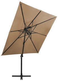 Umbrela suspendata cu invelis dublu, gri taupe, 250x250 cm
