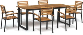 vidaXL Set mobilier de grădină, 7 piese, lemn masiv de acacia și metal