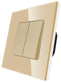 Intrerupator Dublu Mecanic cu Reset / Revenire LUXION cu Rama din Sticla