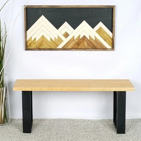 Banca gradina, Holly din lemn negru-natur, 100 cm