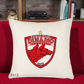 Perna Personalizata FC Dinamo Bucuresti 1948 Fotbal, 40x40 cm, Crem Reliefat, Husa Detasabila, Perna Inclusa, BEKZ®