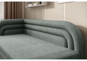 Canapea verde extensibilă/cu spațiu de depozitare cu tapițerie din chenille cu colț pe partea stângă 223 cm Fabillo – ELTAP