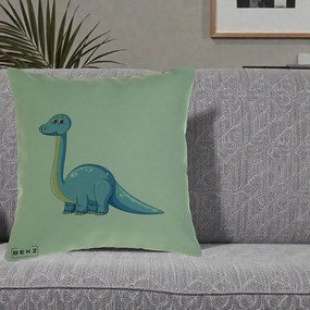 Perna Personalizata Brontosaur Albastru, 40x40 cm, Verde, Husa Detasabila, Perna Inclusa, BEKZ®