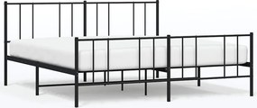 vidaXL Cadru pat metalic cu tăblii de cap/picioare, negru, 183x213 cm