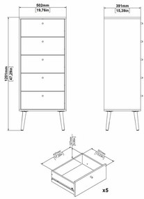 Comodă albă înaltă 50x120 cm Bodo – Tvilum