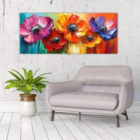 Tablou - Cinci flori colorate (120x50 cm)