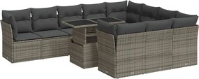 vidaXL Set canapele de grădină cu perne, 11 piese, gri, poliratan