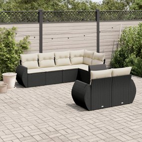 3221605 vidaXL Set canapele de grădină cu perne, 7 piese, negru, poliratan