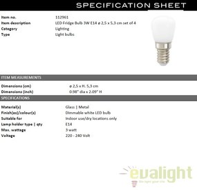Set de 4 becuri dimabile LED Fridge Bulb 3W E14 112961 HZ