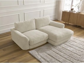 Colțar bej cu tapițerie din chenille (cu colț pe partea dreaptă/cu șezlong) Leonore – Bobochic Paris