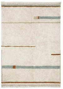 Covor albastru/crem lavabil/țesut manual din bumbac 140x200 cm Lanes Vintage Blue – Lorena Canals