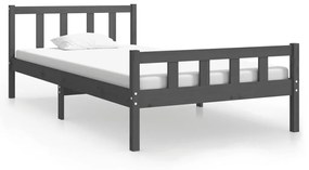 810671 vidaXL Cadru de pat, gri, 100x200 cm, lemn masiv de pin