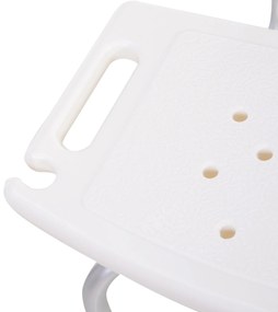 HOMCOM Scaun de Duș Antiderapant cu Spătar și Înălțime Reglabilă pe 8 Poziții, 50,6x43x71-88 cm, Alb | Aosom Romania