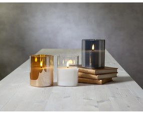 Lumânare de ceară cu LED Star Trading Flamme, înălțime 12,5 cm, gri