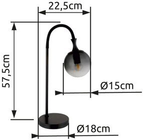 Veioza design modern DALTON negru/fumuriu