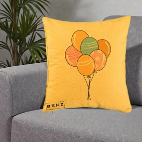 Perna Decorativa Baloane Petrecere, 40x40 cm, Galben, Husa Detasabila, Perna Inclusa, BEKZ®