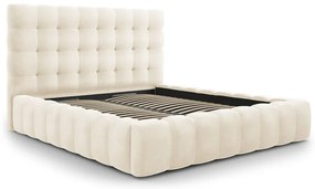 Pat matrimonial bej tapițat cu spațiu de depozitare și somieră 180x200 cm Bali – Cosmopolitan Design