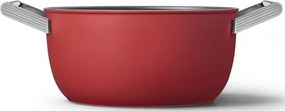 Oala cu capac SMEG CKFC2411RDM, 4,8 l, Ø24 cm, Acoperire cu teflon, Pana la 250°C, Inductie, Rosu
