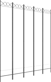 vidaXL Paravan de cameră cu 5 panouri, alb, 200x220 cm, textil