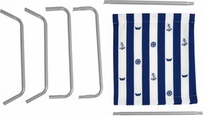 Șezlong pliabil de plaja SAND MARINE, alb-albastru