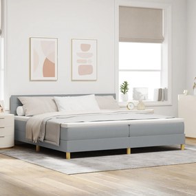 vidaXL Pat cu arcuri cu saltea Gri Deschis 200x200 cm Țesătură